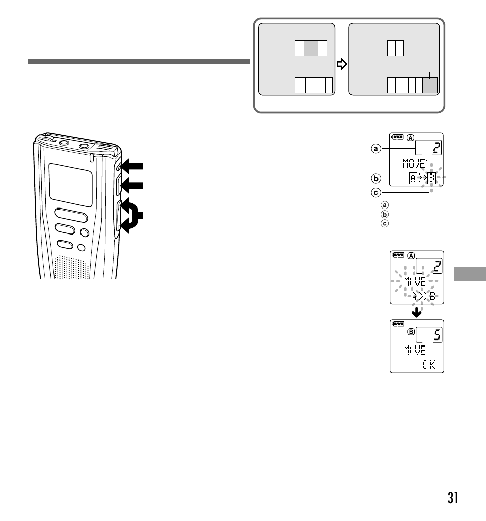 Moving files across folders | Olympus DS-2000 User Manual | Page 31 / 44