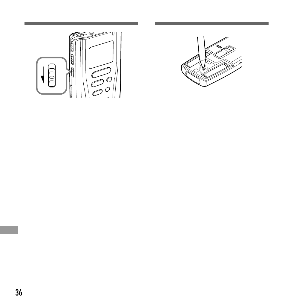 Reset, Hold, Setting the hold switch to the hold position | Olympus DS-2000 User Manual | Page 36 / 44