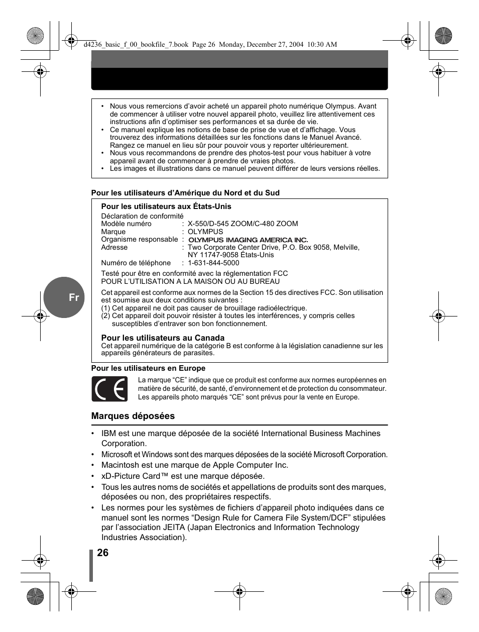 26 fr | Olympus C-480 User Manual | Page 26 / 100