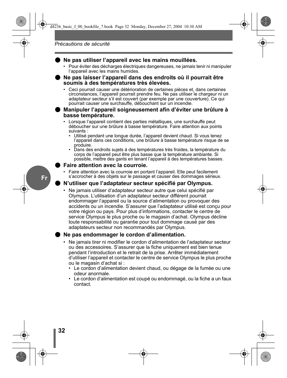 32 fr | Olympus C-480 User Manual | Page 32 / 100