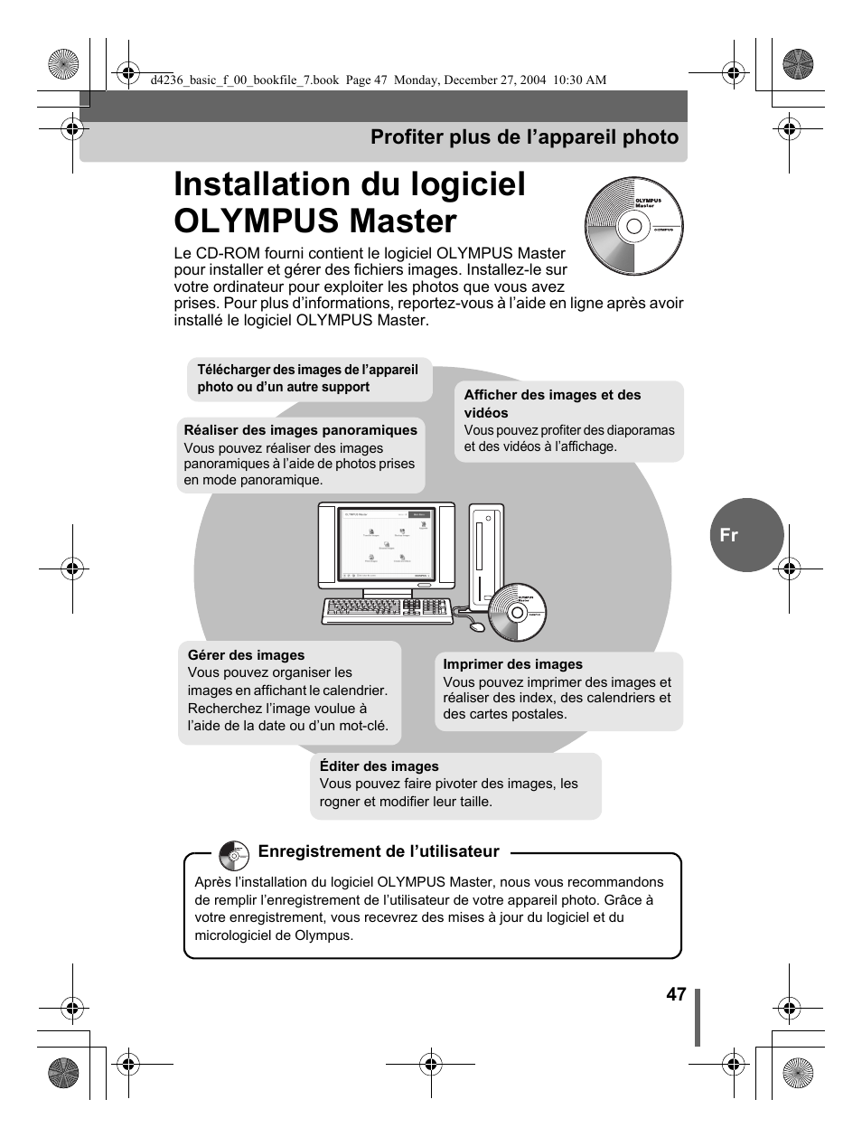Installation du logiciel olympus master | Olympus C-480 User Manual | Page 47 / 100