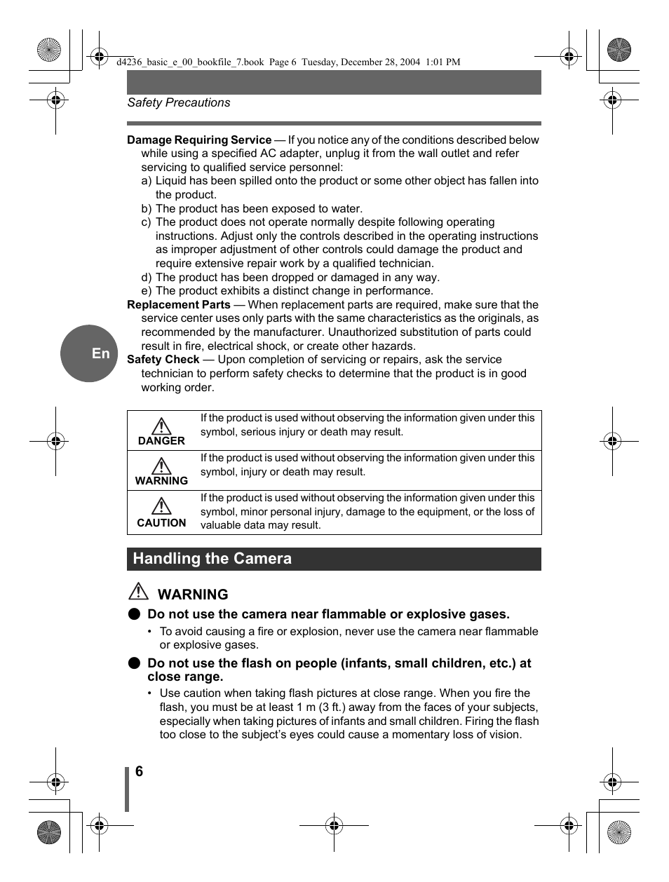 Handling the camera | Olympus C-480 User Manual | Page 6 / 100