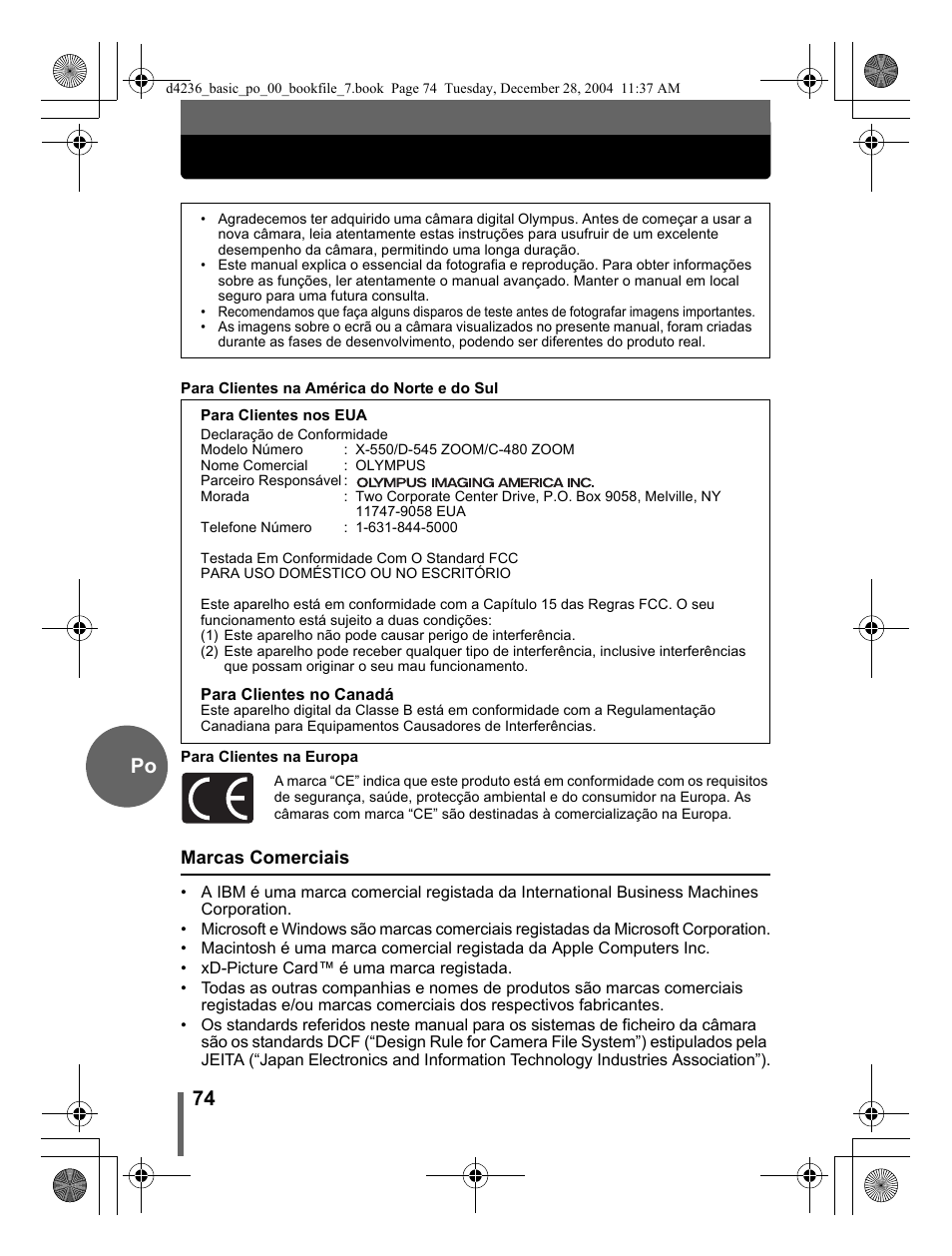 74 po | Olympus C-480 User Manual | Page 74 / 100