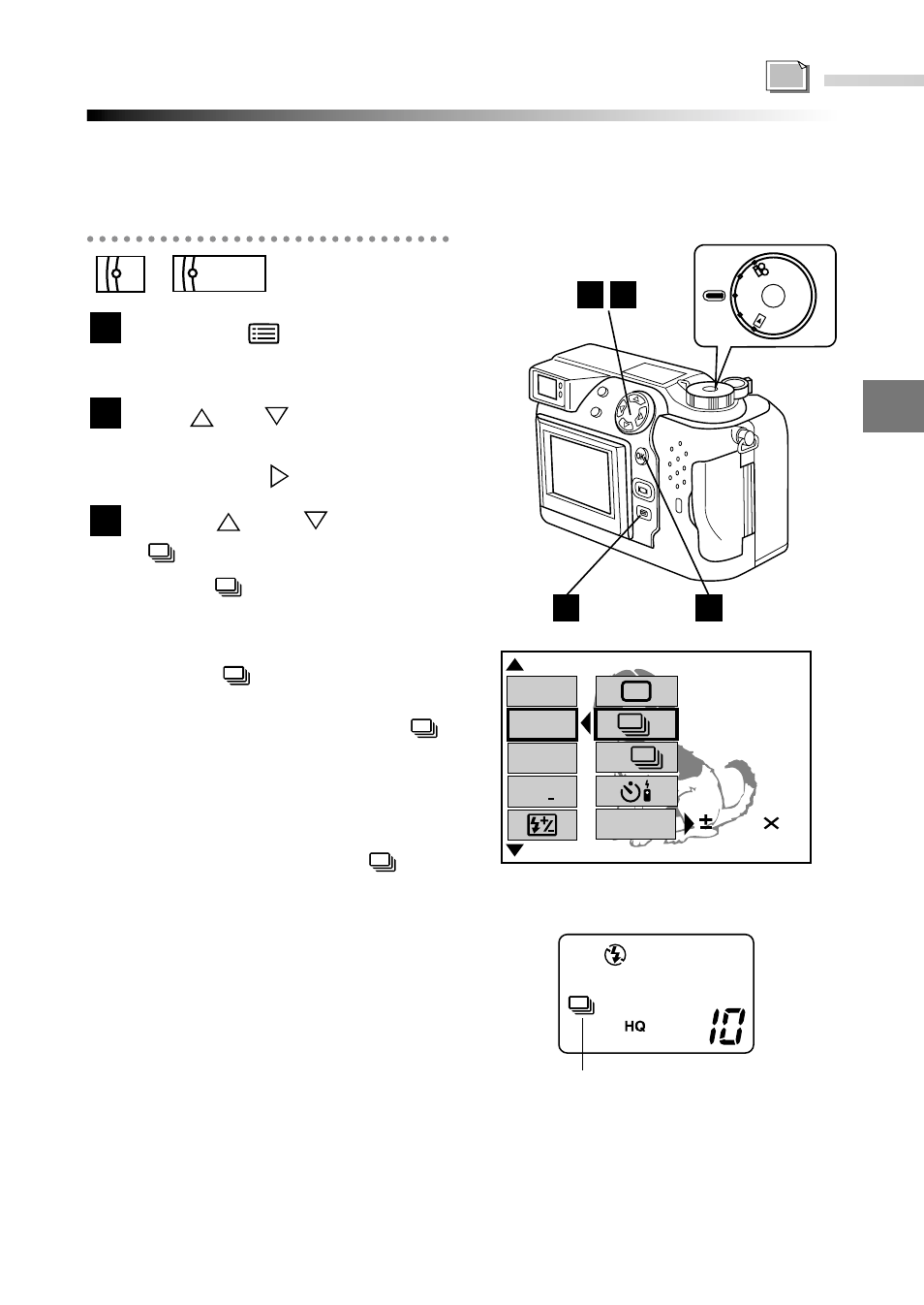 Taking sequential shots (sequence mode), Custom photography, Press the (menu) button | Olympus C-2040ZOOM User Manual | Page 113 / 224