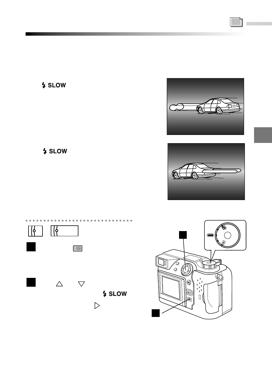 Selecting the flash timing (slow synchro), Using flash, Press the (menu) button | Olympus C-2040ZOOM User Manual | Page 129 / 224