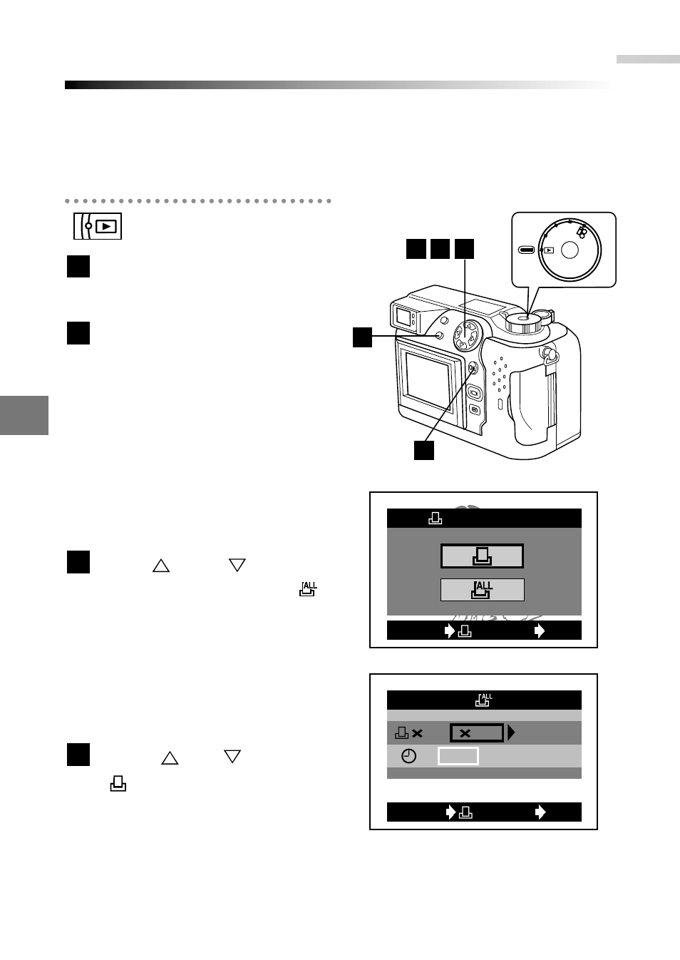 Print settings, Press or to select " x | Olympus C-2040ZOOM User Manual | Page 160 / 224