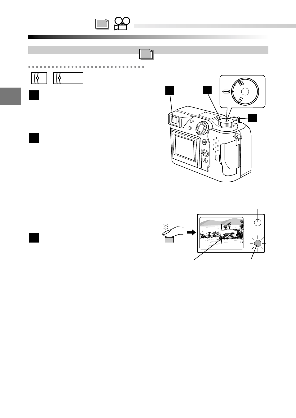 Shooting, Taking still pictures, Set the mode dial to "p | Press the shutter button down halfway, Shooting and playback basics | Olympus C-2040ZOOM User Manual | Page 60 / 224