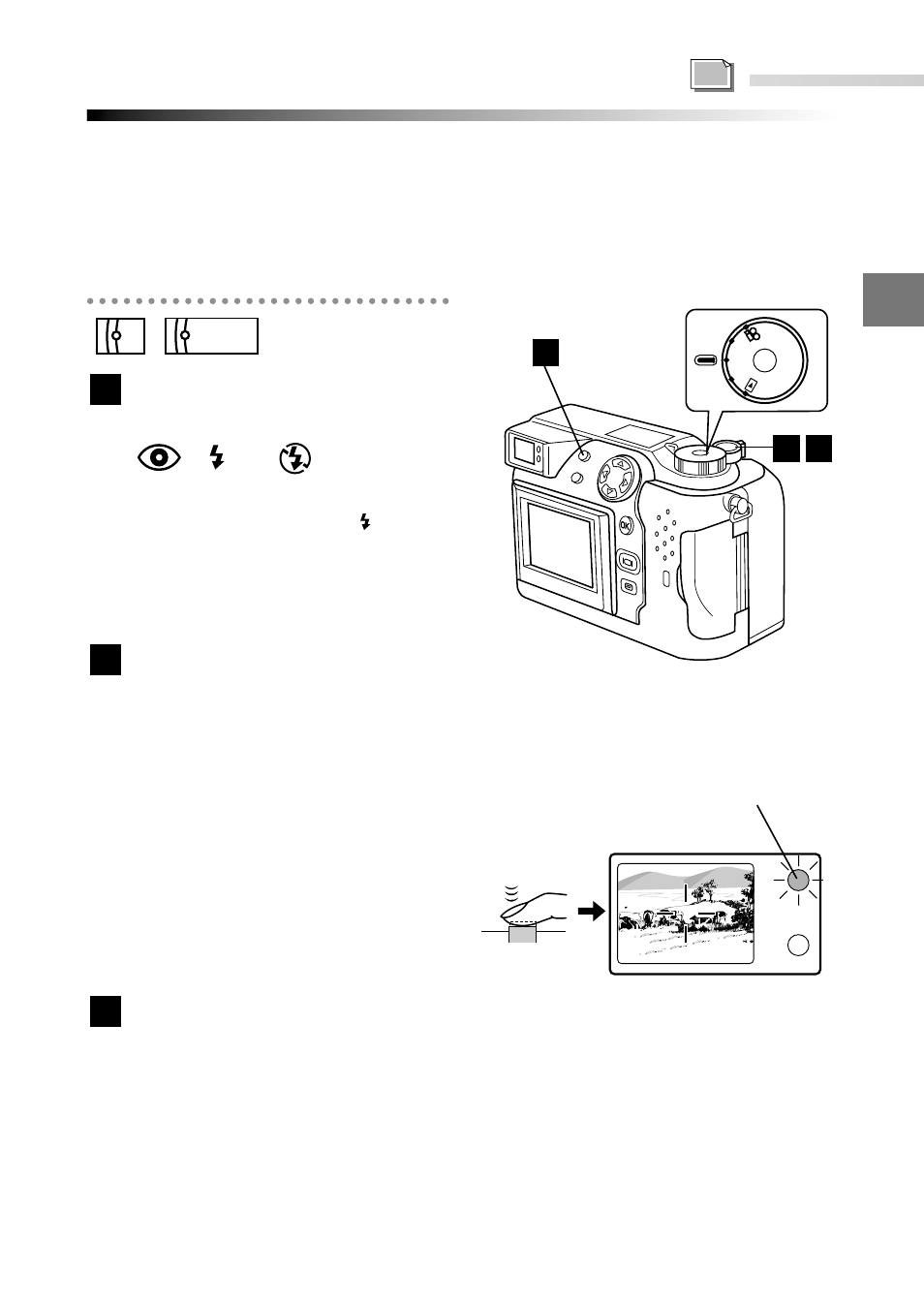 Using the flash (auto-flash), Shooting and playback basics, Press the shutter button down halfway | Press the shutter button down fully | Olympus C-2040ZOOM User Manual | Page 73 / 224