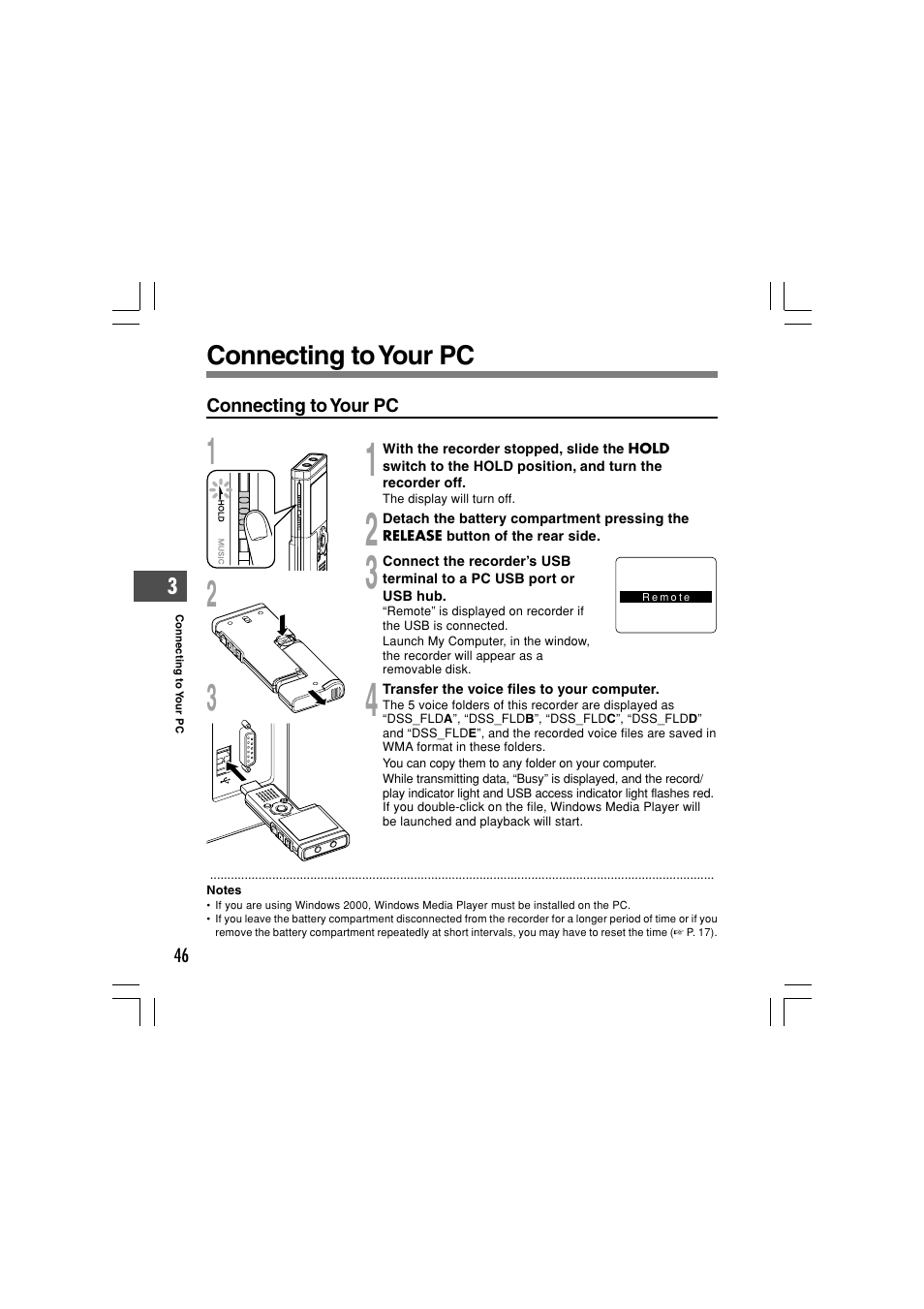 Connecting to your pc | Olympus WS-321M User Manual | Page 46 / 102