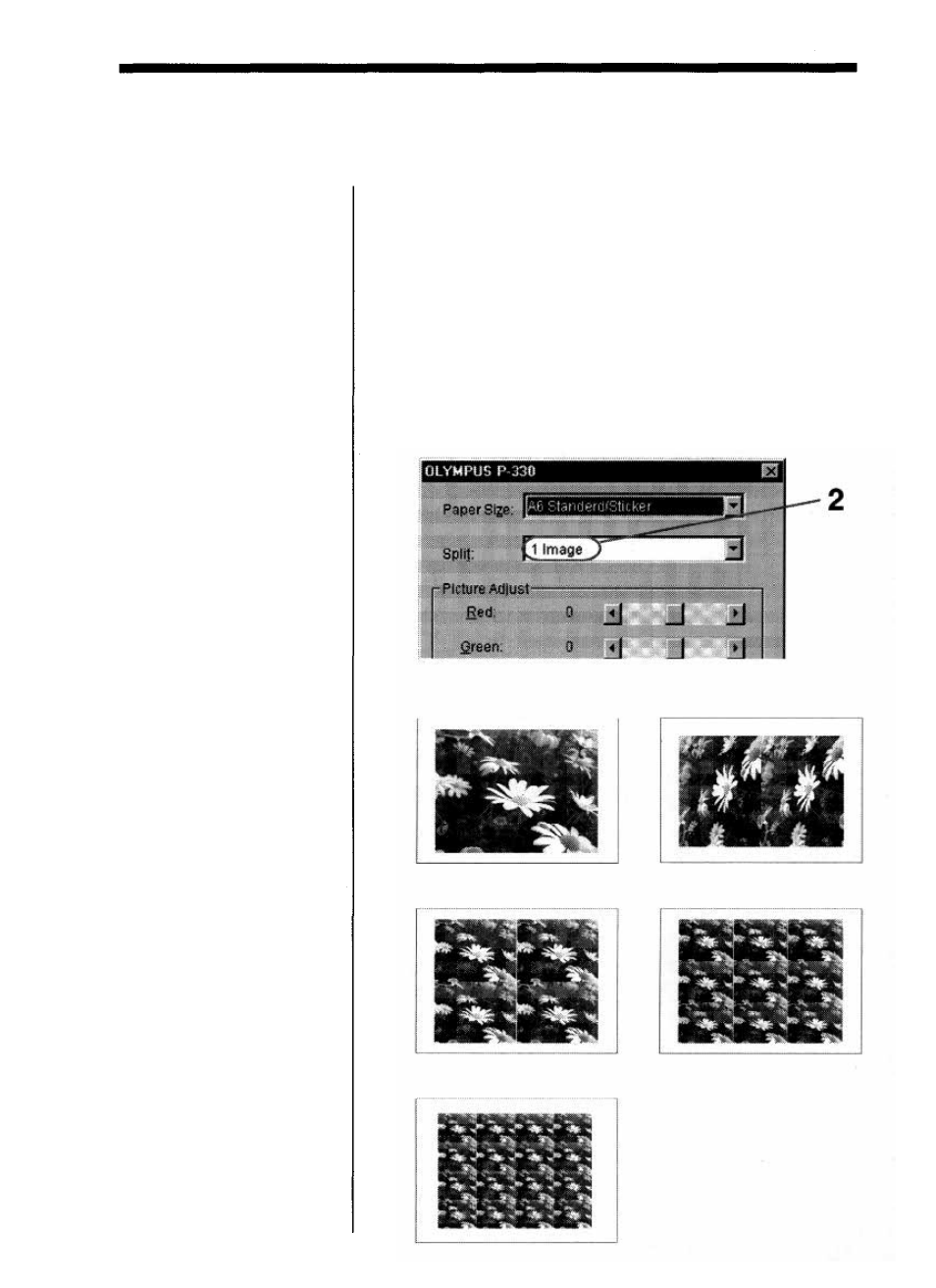 Making the split print | Olympus CAMEDIA P-330N User Manual | Page 14 / 79