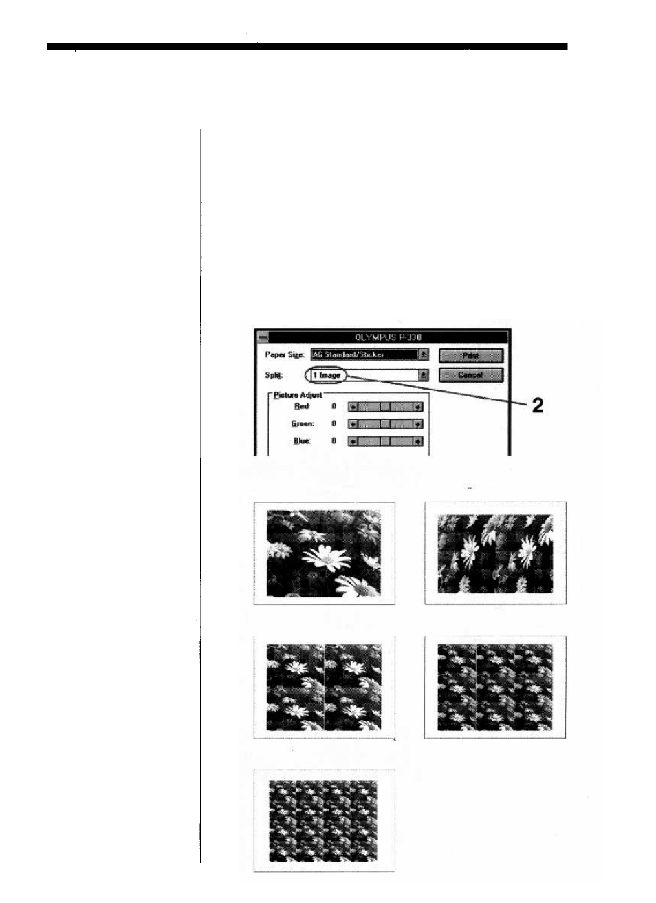 Making the split print | Olympus CAMEDIA P-330N User Manual | Page 27 / 79