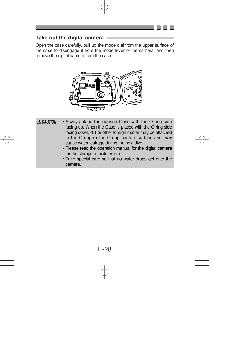 Take out the digital camera, E-28 | Olympus PT-022 User Manual | Page 29 / 43