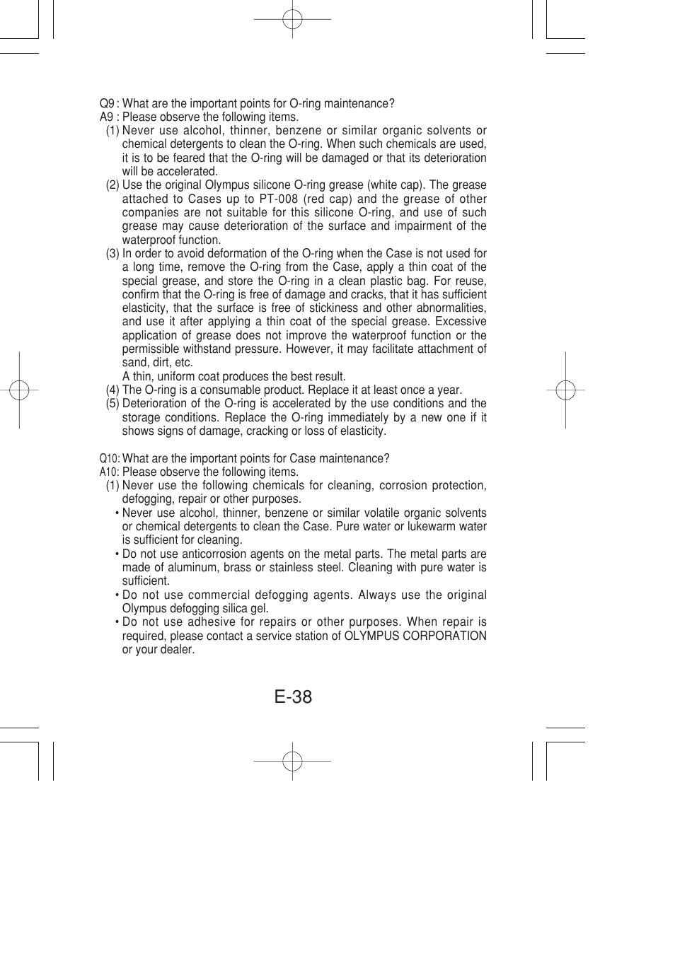 E-38 | Olympus PT-022 User Manual | Page 39 / 43