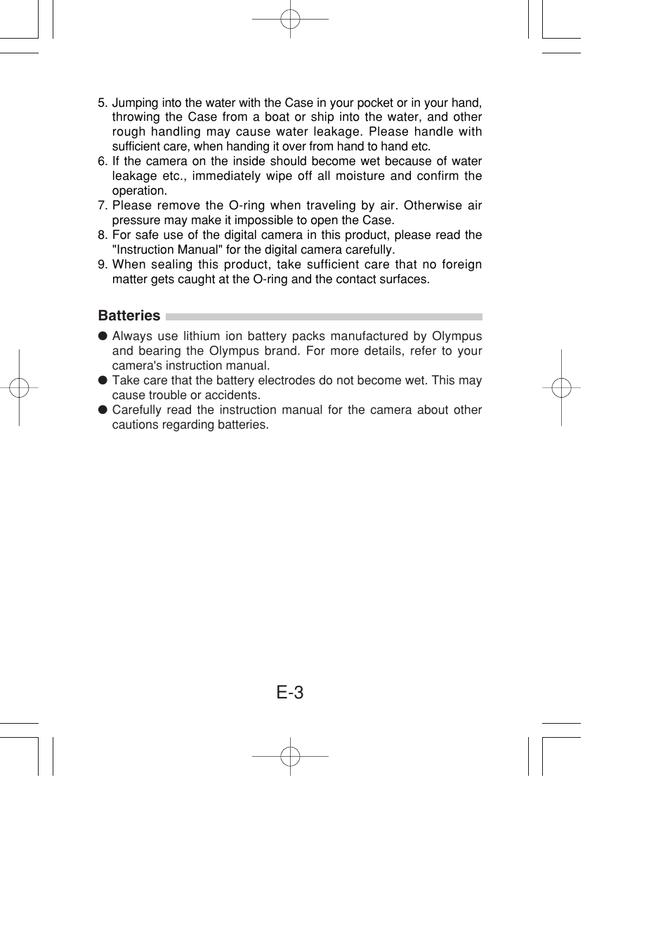 Batteries | Olympus PT-022 User Manual | Page 4 / 43