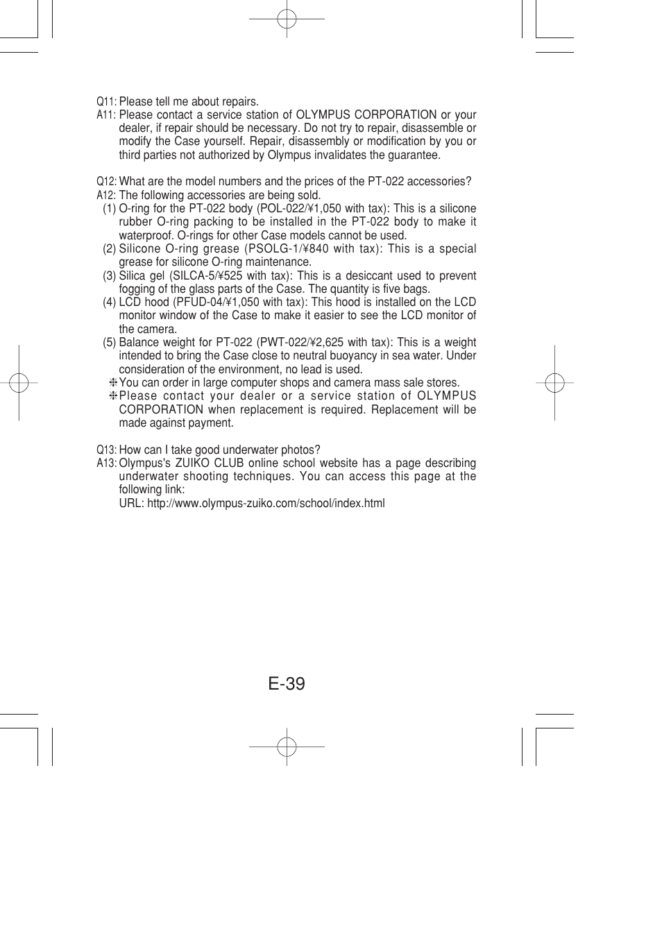 E-39 | Olympus PT-022 User Manual | Page 40 / 43