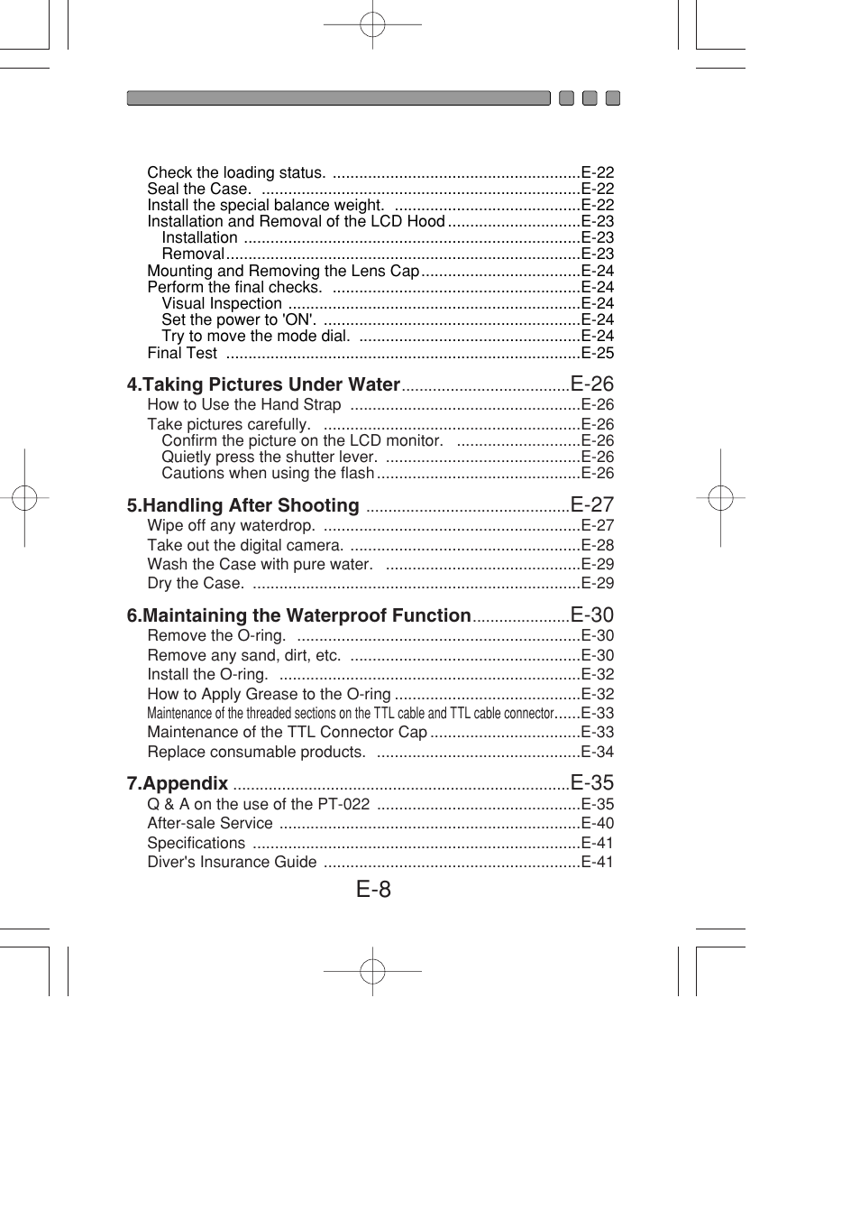 E-26, E-27, E-30 | E-35 | Olympus PT-022 User Manual | Page 9 / 43