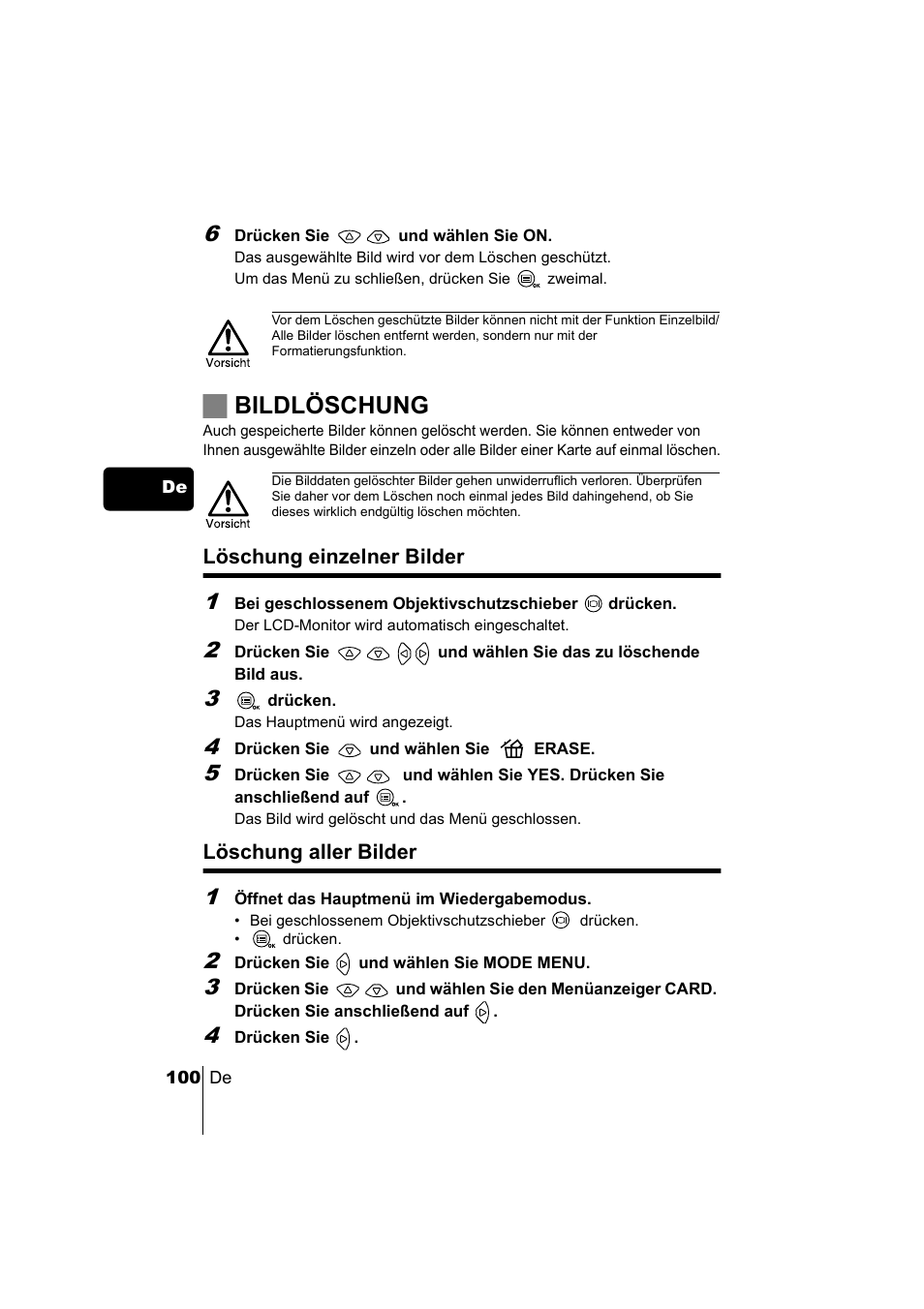 Jbildlöschung | Olympus C-220 Zoom User Manual | Page 100 / 180