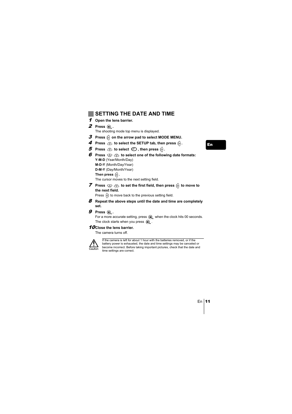 Jsetting the date and time | Olympus C-220 Zoom User Manual | Page 11 / 180