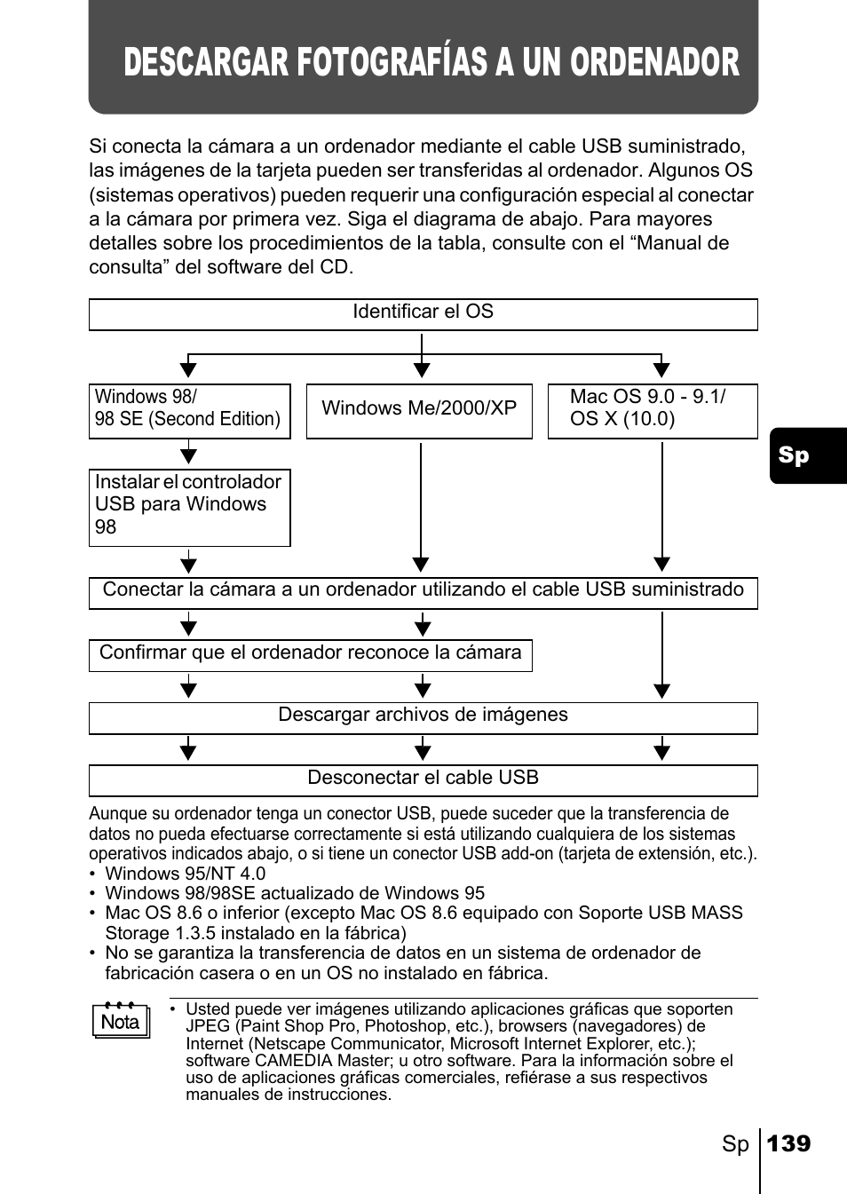 Descargar fotografías a un ordenador | Olympus C-220 Zoom User Manual | Page 139 / 180