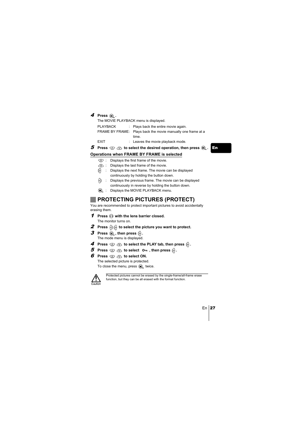 Jprotecting pictures (protect) | Olympus C-220 Zoom User Manual | Page 27 / 180