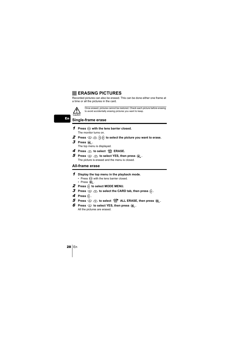 Jerasing pictures | Olympus C-220 Zoom User Manual | Page 28 / 180