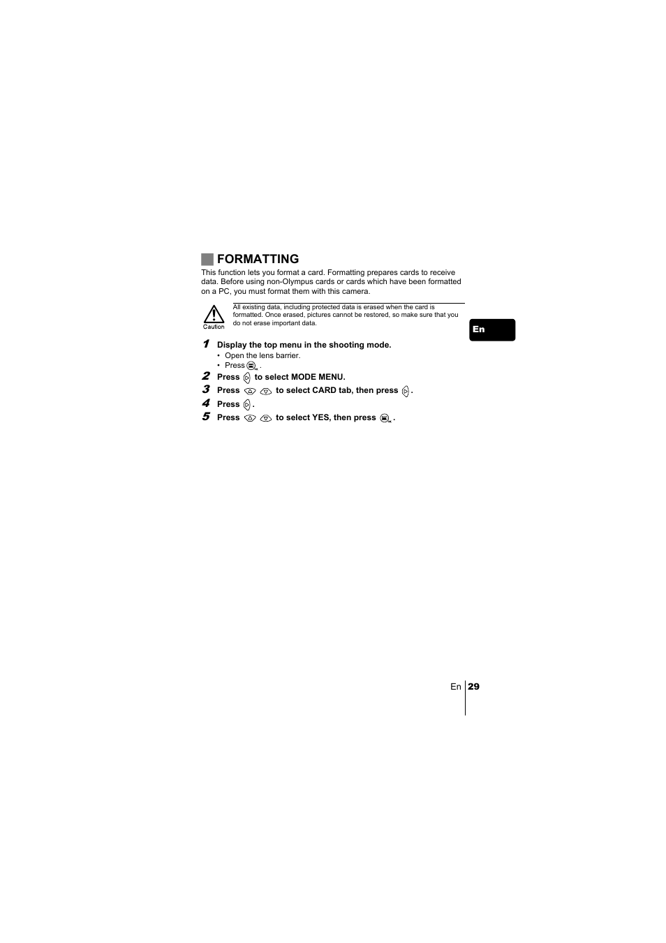 Jformatting | Olympus C-220 Zoom User Manual | Page 29 / 180