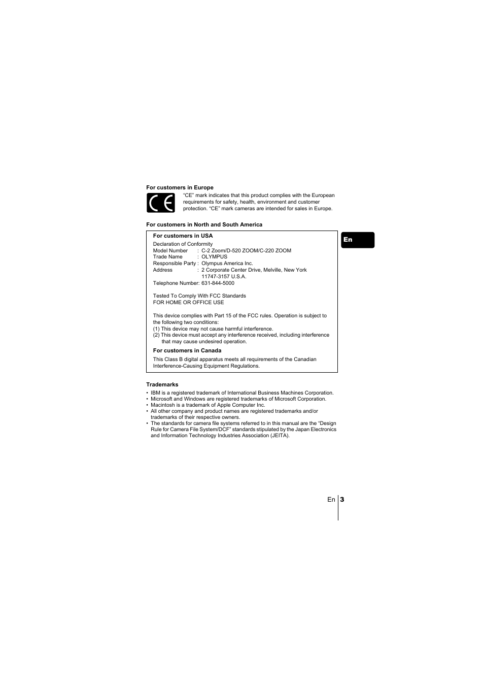Olympus C-220 Zoom User Manual | Page 3 / 180