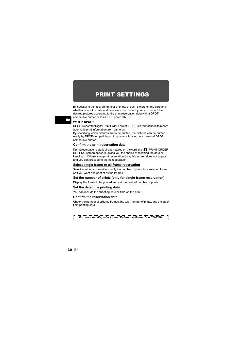 Print settings | Olympus C-220 Zoom User Manual | Page 30 / 180