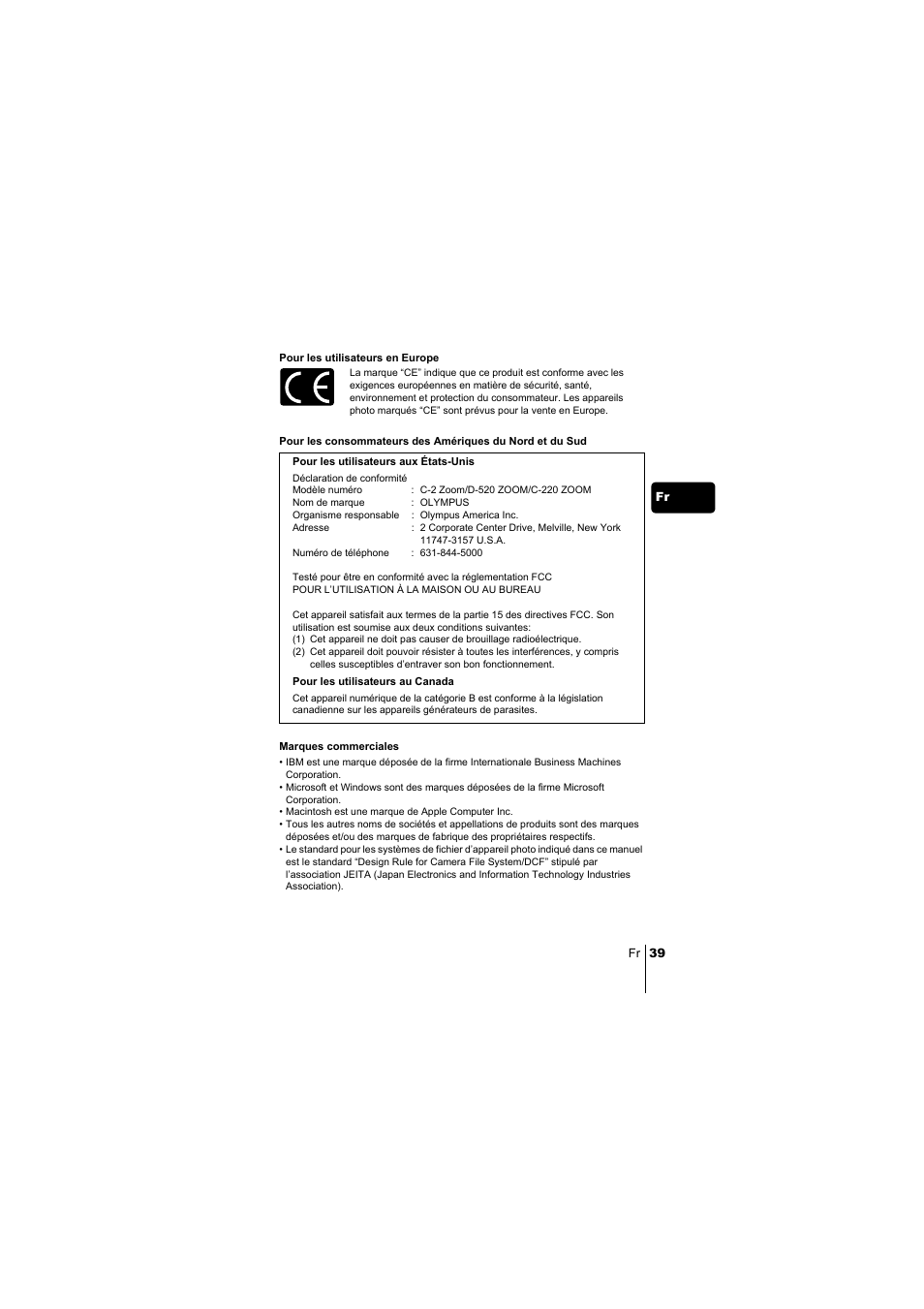 Fr 39 fr | Olympus C-220 Zoom User Manual | Page 39 / 180