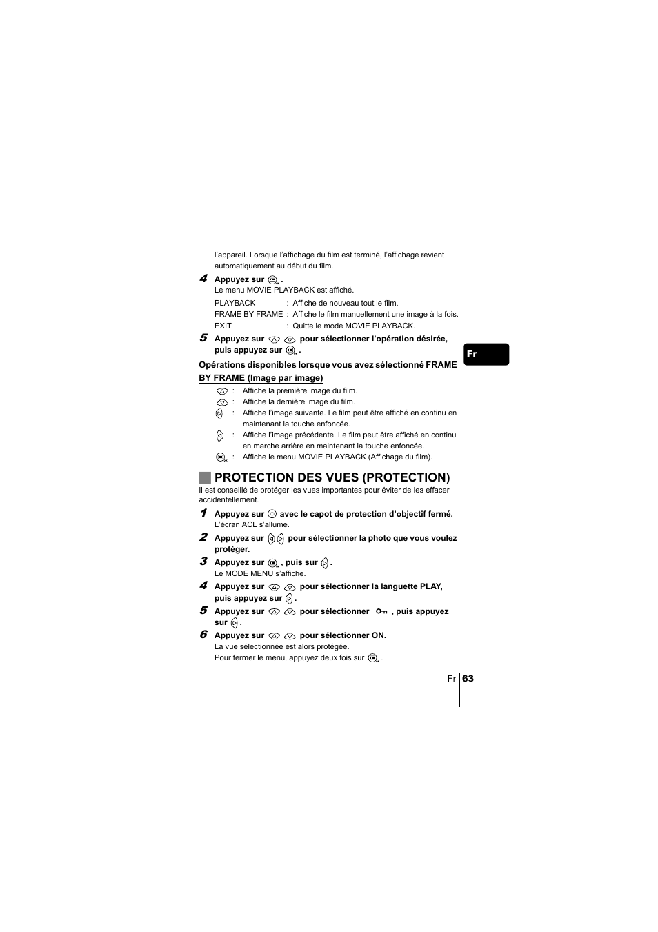 Jprotection des vues (protection) | Olympus C-220 Zoom User Manual | Page 63 / 180