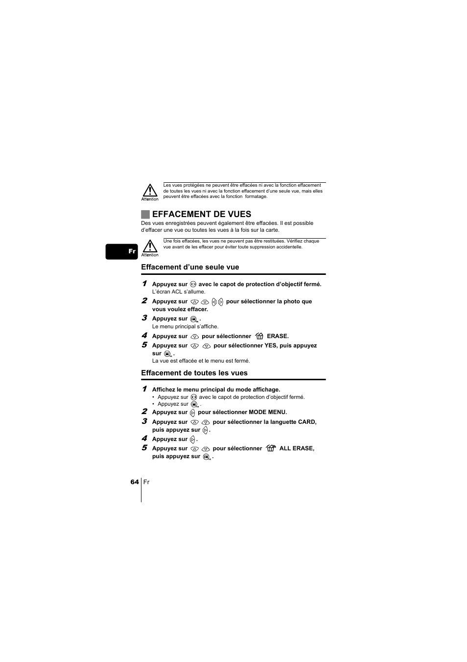 Jeffacement de vues | Olympus C-220 Zoom User Manual | Page 64 / 180