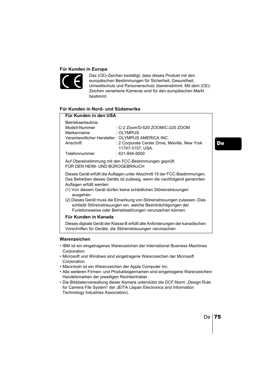 De 75 de | Olympus C-220 Zoom User Manual | Page 75 / 180