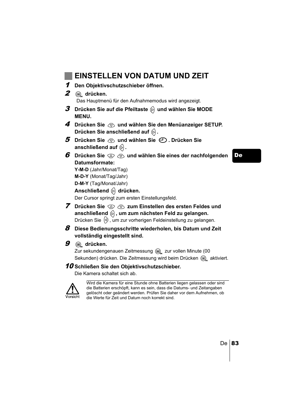 Jeinstellen von datum und zeit | Olympus C-220 Zoom User Manual | Page 83 / 180
