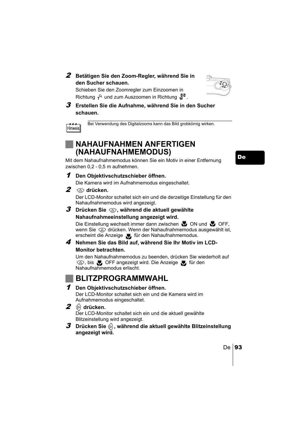 Jblitzprogrammwahl | Olympus C-220 Zoom User Manual | Page 93 / 180