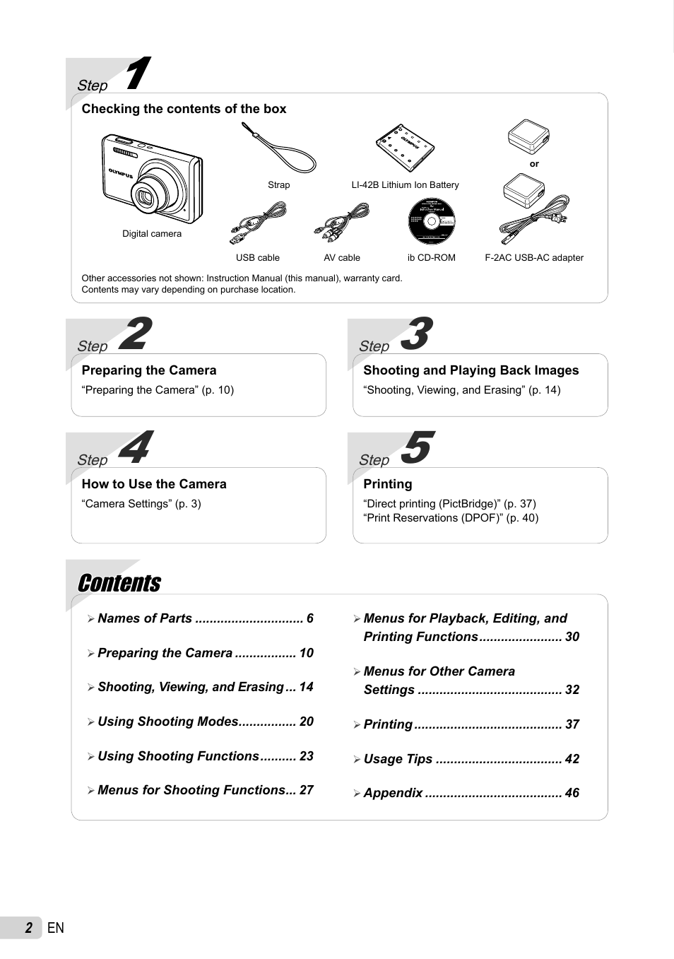 Olympus FE-4030 User Manual | Page 2 / 61