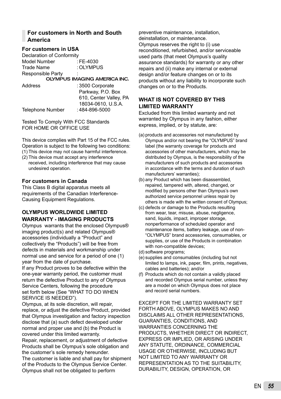 55 en | Olympus FE-4030 User Manual | Page 55 / 61