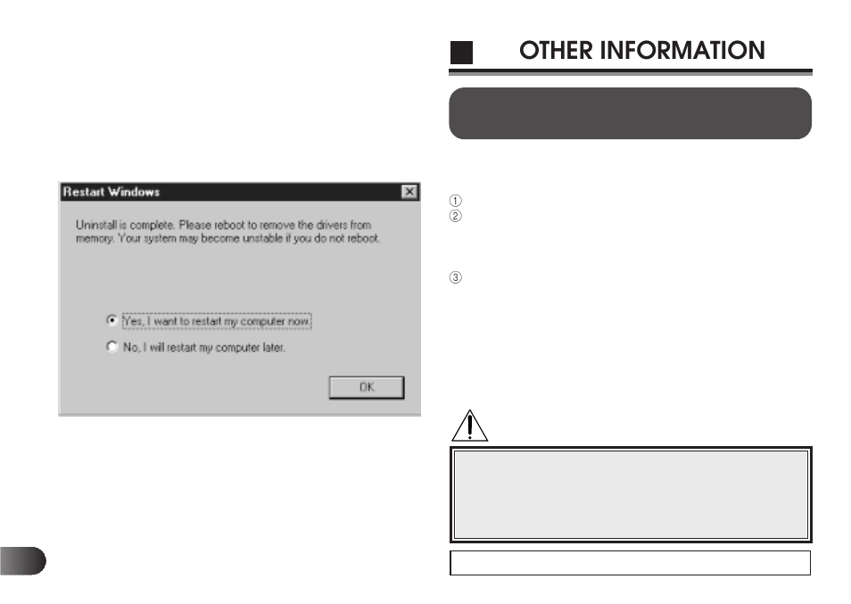 Other information, Uninstalling the software (windows 95 version) | Olympus Floppydisk Adapter MAFP-1E User Manual | Page 104 / 116