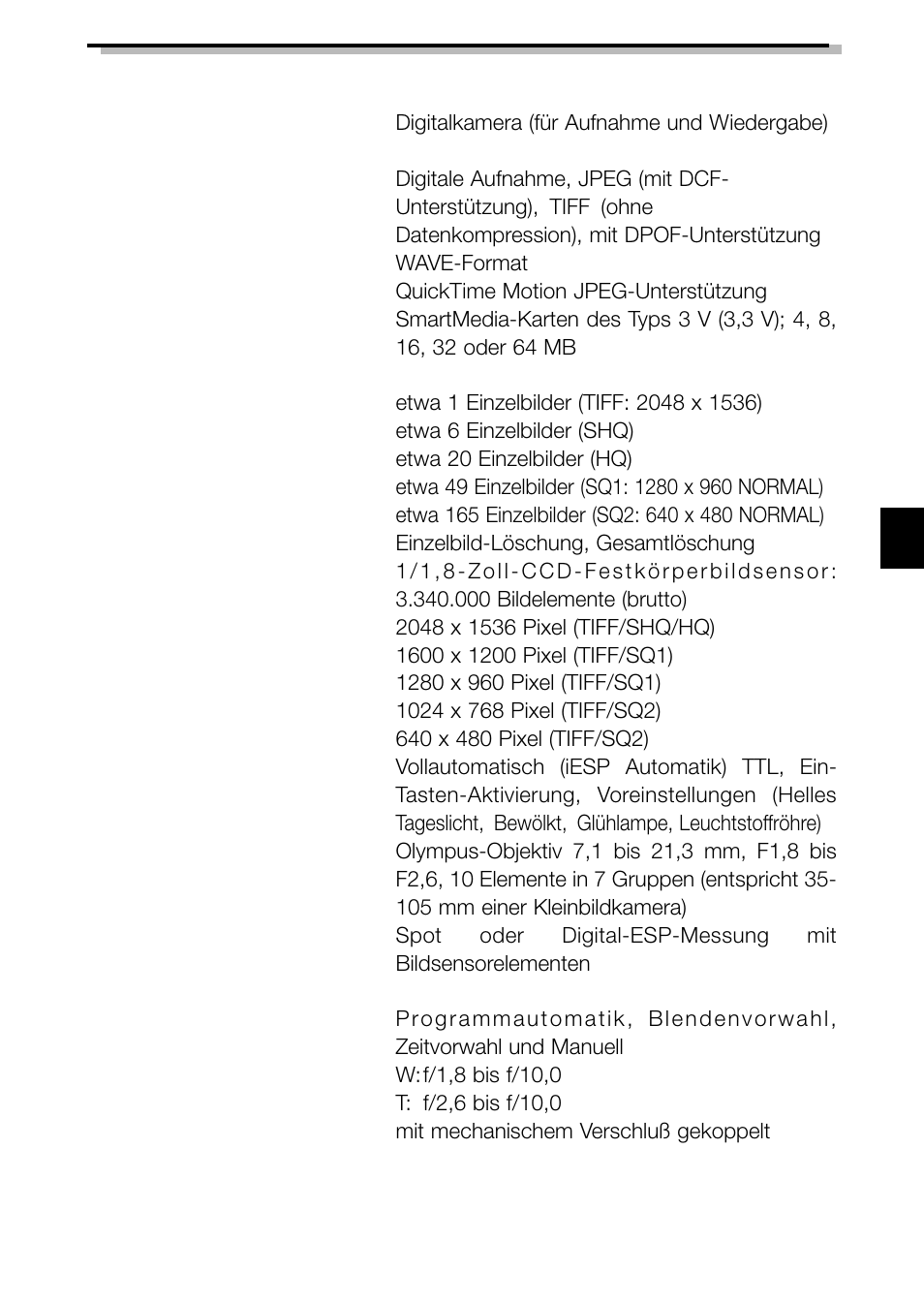 Technische daten | Olympus C-3040ZOOM User Manual | Page 109 / 148