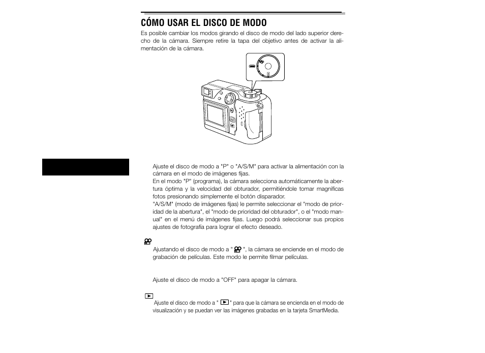 Cómo usar el disco de modo | Olympus C-3040ZOOM User Manual | Page 122 / 148