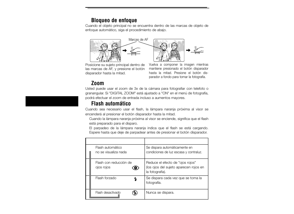 Funciones de grabación ■ bloqueo de enfoque, Zoom, Flash automático | Olympus C-3040ZOOM User Manual | Page 130 / 148