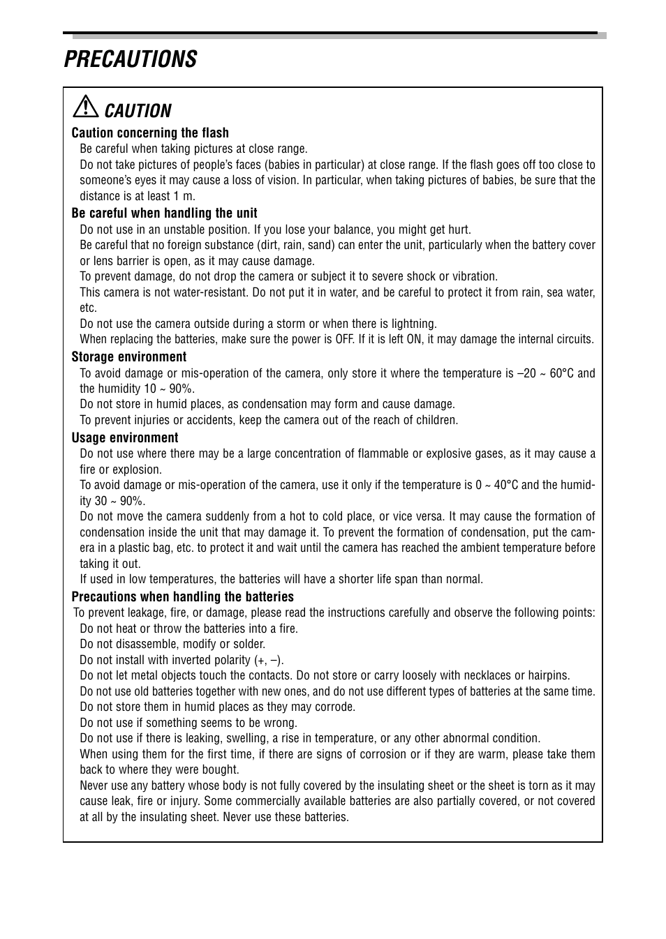 Precautions, Caution | Olympus C-3040ZOOM User Manual | Page 3 / 148