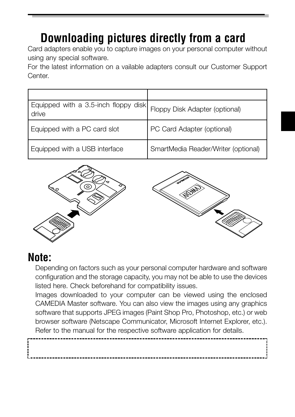 Downloading pictures directly from a card, Downloading images to your computer | Olympus C-3040ZOOM User Manual | Page 33 / 148