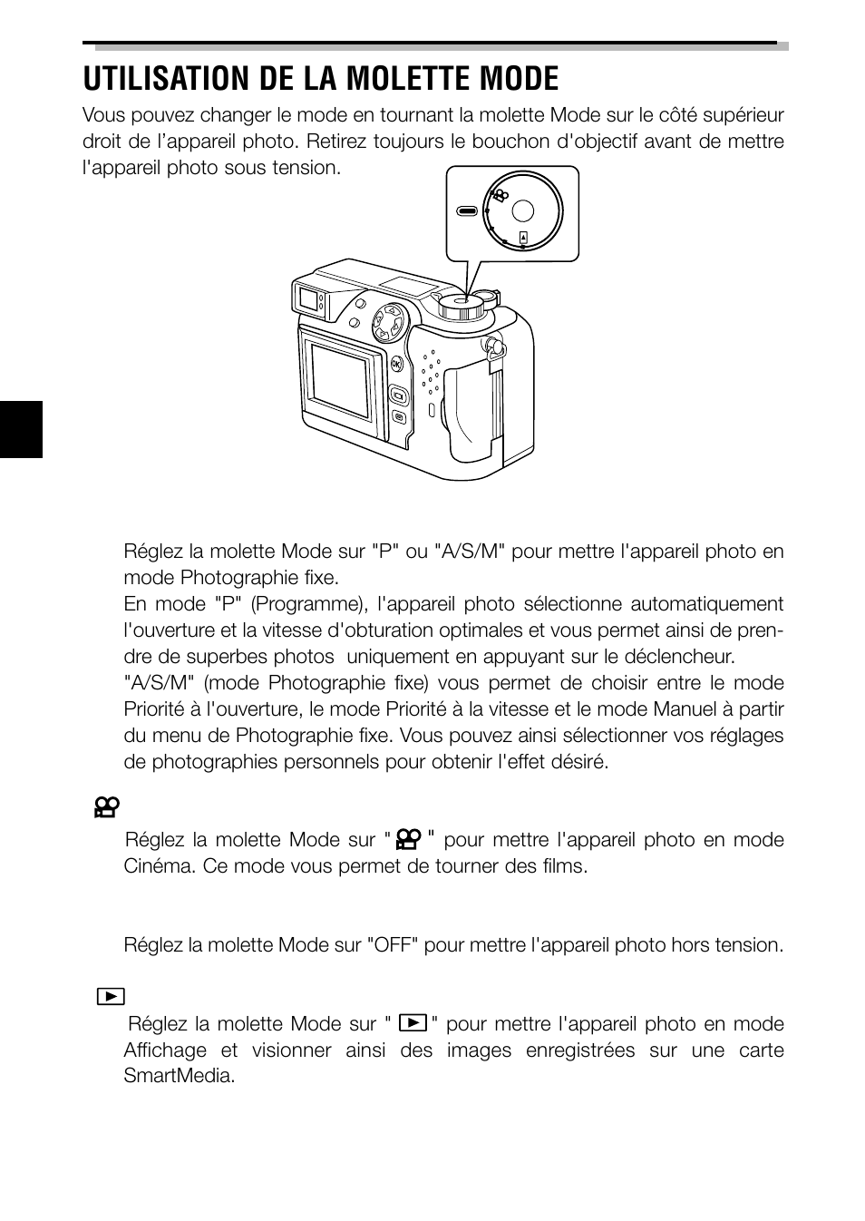 Utilisation de la molette mode | Olympus C-3040ZOOM User Manual | Page 50 / 148
