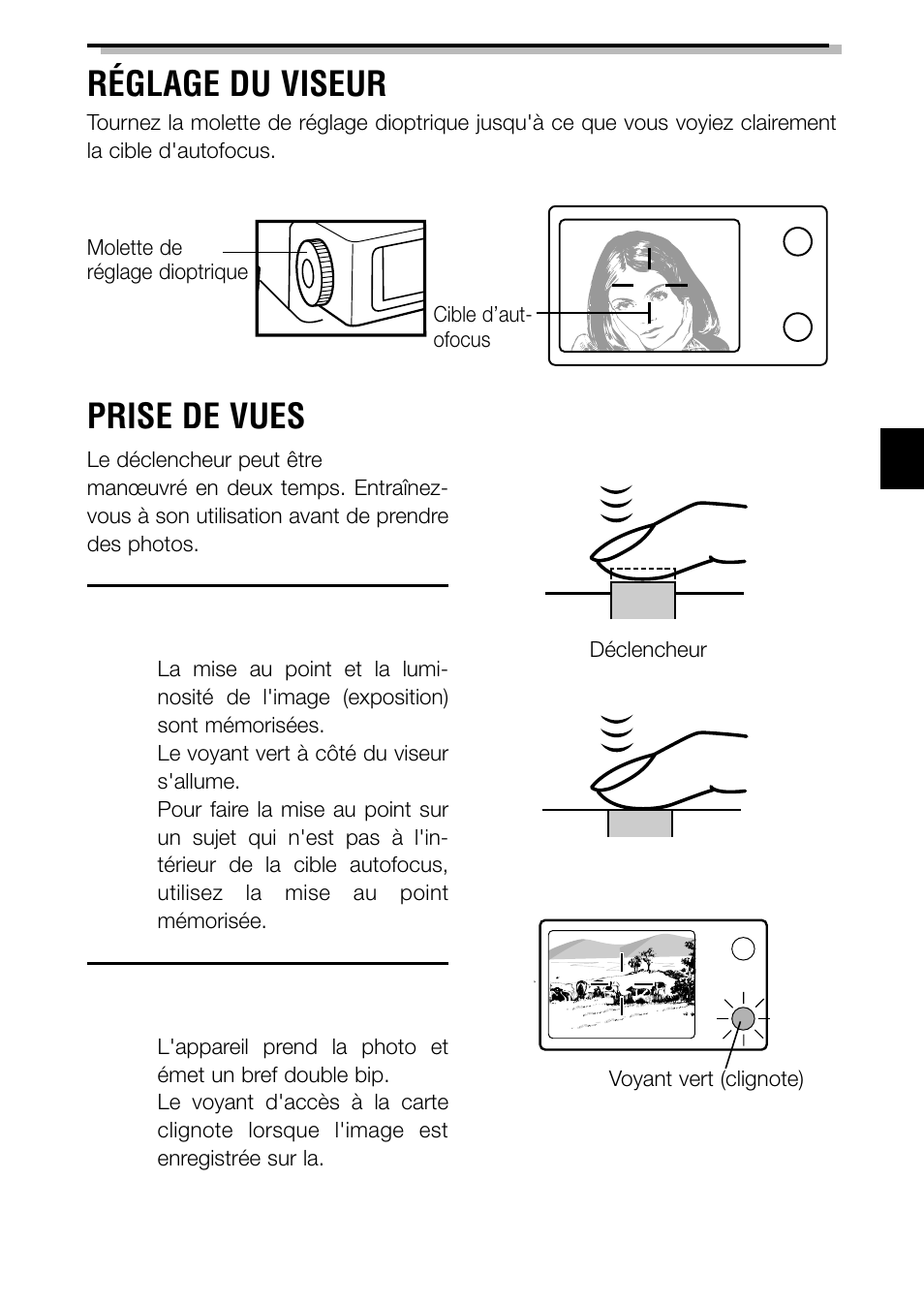 Réglage du viseur, Prise de vues | Olympus C-3040ZOOM User Manual | Page 55 / 148