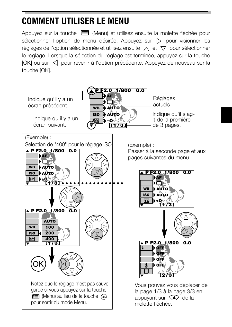 Comment utiliser le menu | Olympus C-3040ZOOM User Manual | Page 61 / 148