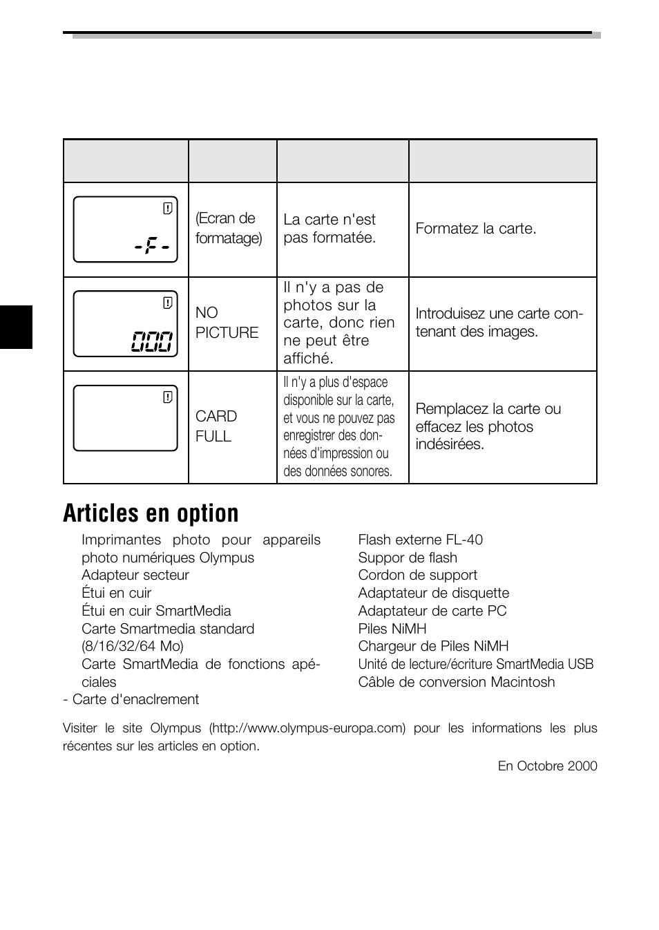 Articles en option | Olympus C-3040ZOOM User Manual | Page 72 / 148