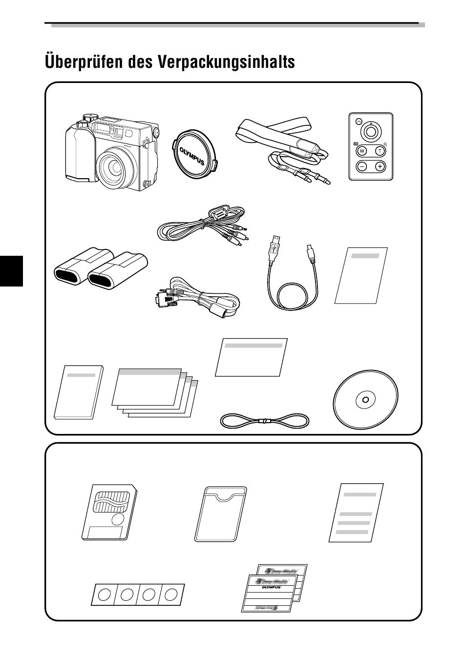 Vorbereitung überprüfen des verpackungsinhalts | Olympus C-3040ZOOM User Manual | Page 78 / 148