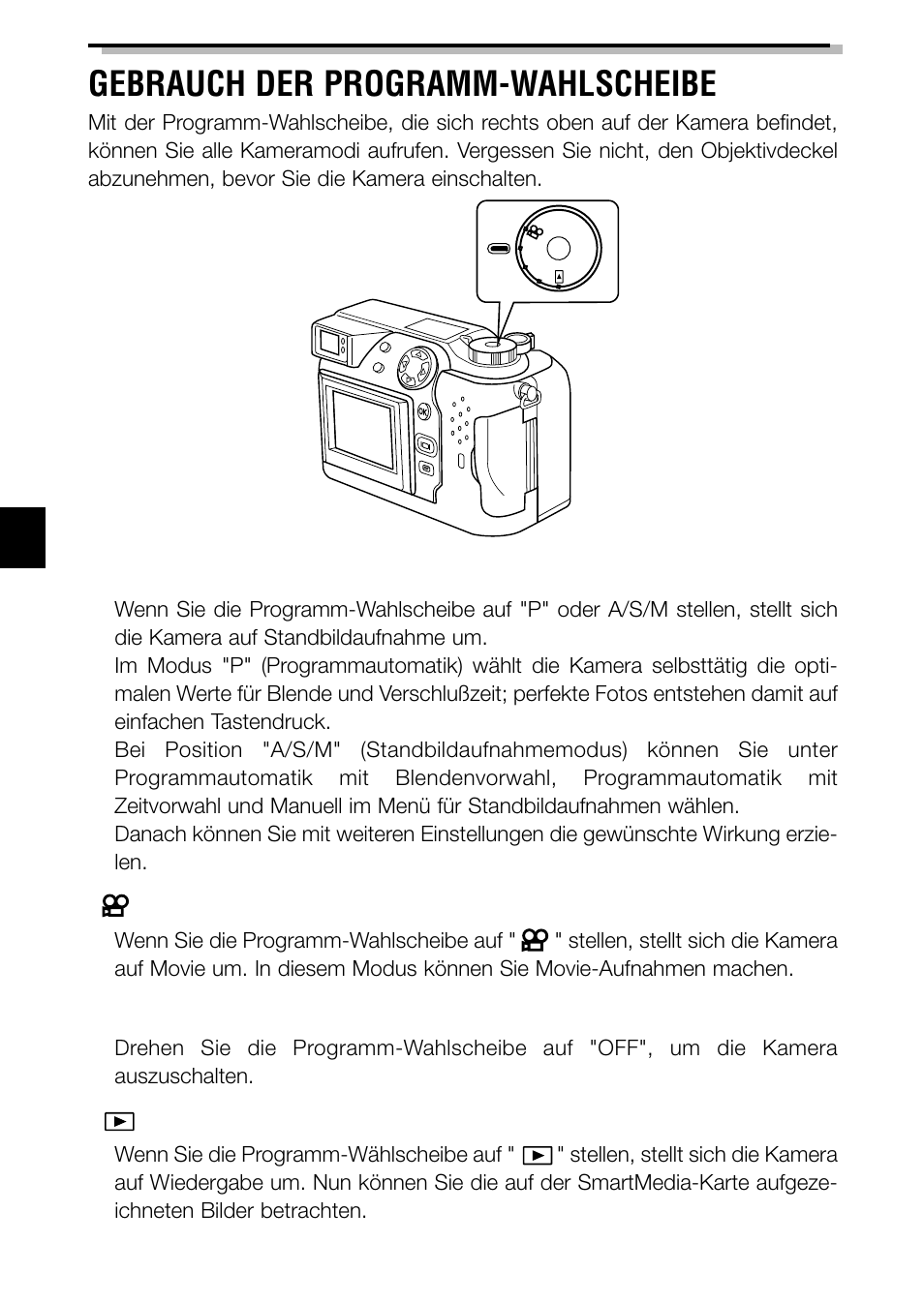 Gebrauch der programm-wahlscheibe | Olympus C-3040ZOOM User Manual | Page 86 / 148