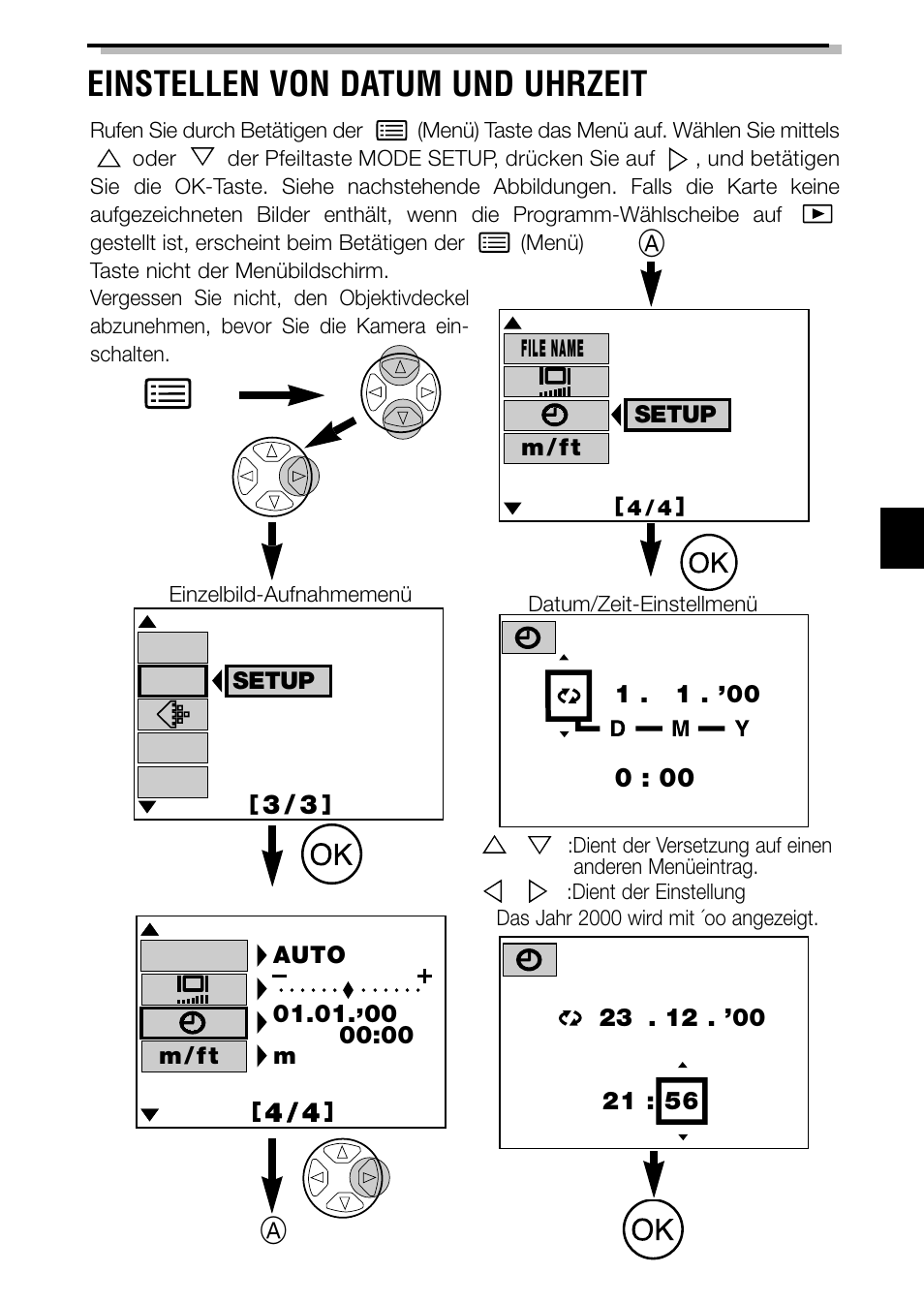 Einstellen von datum und uhrzeit | Olympus C-3040ZOOM User Manual | Page 87 / 148