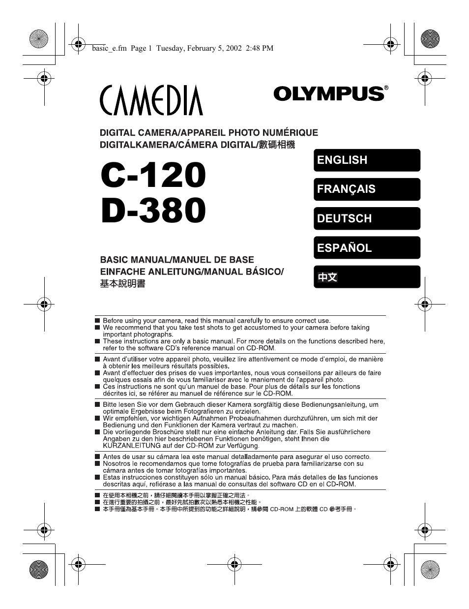 Olympus C-120 User Manual | 172 pages